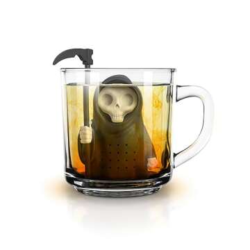 Genuine Fred, GRIM STEEPER, Grim Reaper Reusable Silicone Tea Infuser, Black, Fun Gift for Tea Lovers, Clever Kitchen Gadget