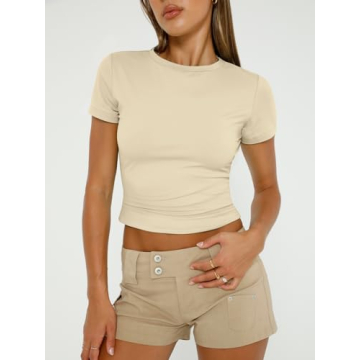 Stylish AUTOMET Womens Short Sleeve Crop Tops for Everyday Fashion