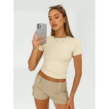 Stylish AUTOMET Womens Short Sleeve Crop Tops for Everyday Fashion
