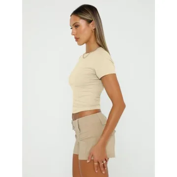 Stylish AUTOMET Womens Short Sleeve Crop Tops for Everyday Fashion