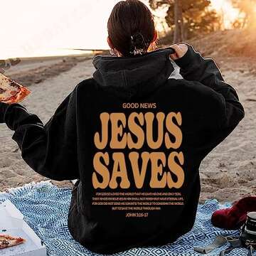 SUNOWE Christian Jesus Saves Hoodie Man Woman Bible Verse Faith Sweatshirt Aesthetic Pullover Tops Streetwear Gift