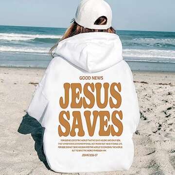 SUNOWE Christian Jesus Saves Hoodie Man Woman Bible Verse Faith Sweatshirt Aesthetic Pullover Tops Streetwear Gift
