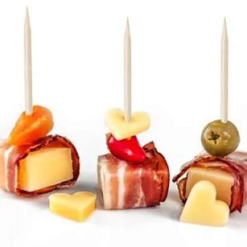 MontoPack Bamboo Wooden Toothpicks | 1000-Piece Large Wood Round Toothpicks in Clear Plastic Storage Box | Sturdy Safe Double Sided Party, Appetizer, Olive, Barbecue, Fruit, Teeth Cleaning Toothpicks