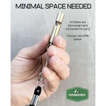 Premium Brass Whistles 125 decimals Set of 2 - Includes 2 Black Lanyard 30 Inches - Loud Survival Whistles - Solid Brass