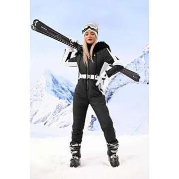 Zwurew Women's Thermal Ski Suit - Waterproof Snowsuit with Fur Collar for Winter Adventures