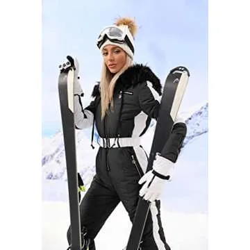 Zwurew Women's Waterproof Ski Snowsuit with Fur Collar
