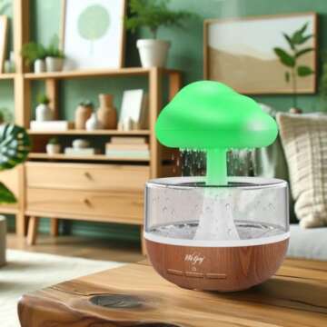 Weljoy Zen Raining Cloud Night Light Aromatherapy Essential Oil Diffuser Micro Humidifier Desk Fount...