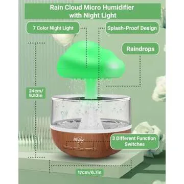 Weljoy Zen Raining Cloud Night Light & Essential Oil Diffuser