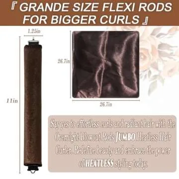 Heatless Hair Curler Overnight Rods Blowout Jumbo, Heatless Curls No Heat Curlers to Sleep in Large Rods Hair Rollers Blowout No Heat Overnight Sleeping Curls Styling Tools - Brown