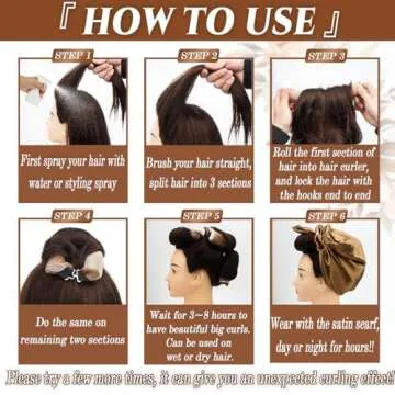 Heatless Hair Curler Overnight Rods Blowout Jumbo, Heatless Curls No Heat Curlers to Sleep in Large Rods Hair Rollers Blowout No Heat Overnight Sleeping Curls Styling Tools - Brown