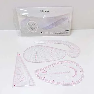 HLZC Fashion Clear Metric Sewing Ruler Set - 9-Piece Kit for Tailoring & Pattern Making