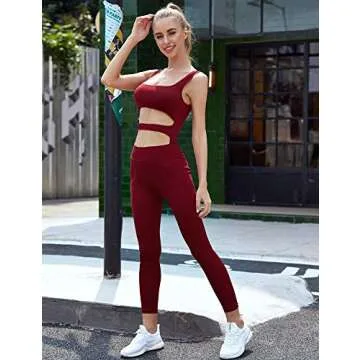 ADOME Snap Closure Bodysuit Slim Fit Tank Top Sexy One Piece Leotard Square Neck Tights Wine Red L