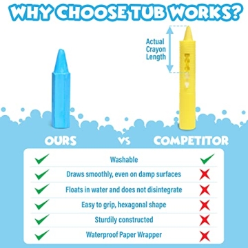 Vibrant Tub Works® Bath Crayons for Endless Bathtime Fun
