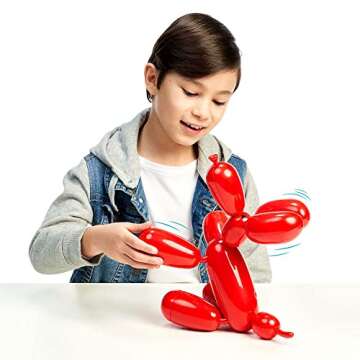 Squeakee The Balloon Dog - Feed Him, Teach Him Tricks, Pop Him, and Watch Him Deflate!, Red
