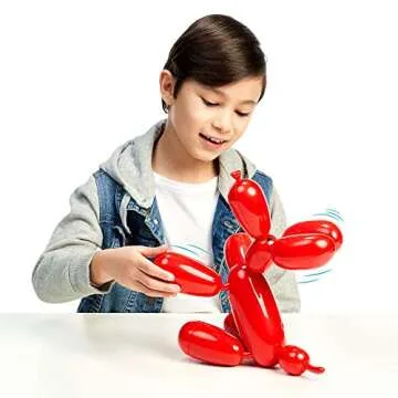 Squeakee The Balloon Dog - Feed Him, Teach Him Tricks, Pop Him, and Watch Him Deflate!, Red
