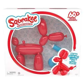 Squeakee The Balloon Dog - Feed Him, Teach Him Tricks, Pop Him, and Watch Him Deflate!, Red
