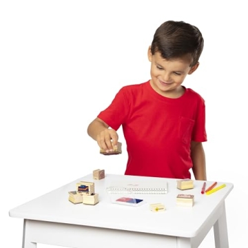 Melissa & Doug Deluxe Wooden Stamp Set for Kids - Vehicles