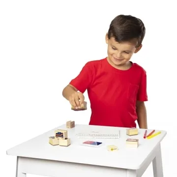 Melissa & Doug Deluxe Wooden Stamp Set for Kids - Vehicles