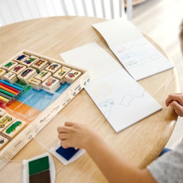 Melissa & Doug Deluxe Wooden Stamp Set for Kids - Vehicles