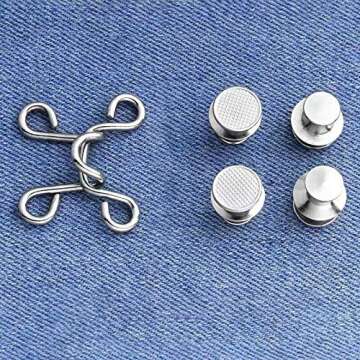 BENBO 30 Pieces Adjustable Waist Buckle Extender Set, 2 Sizes Nail-Free Waist Buckle Snap Pants Jeans Buckle Extender Replacement Jeans Button Attacher for Loose Pant (1.26in and 1.06in)