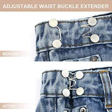 BENBO 30 Pieces Adjustable Waist Buckle Extender Set, 2 Sizes Nail-Free Waist Buckle Snap Pants Jeans Buckle Extender Replacement Jeans Button Attacher for Loose Pant (1.26in and 1.06in)