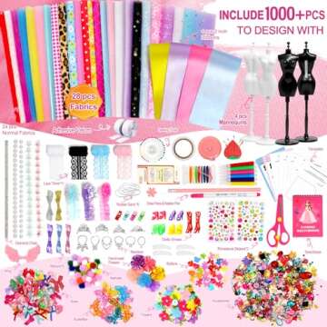 Axirata 1000+PCS Fashion Designer Kit for Girls Creativity DIY Arts & Crafts Kit for Kids with Fashi...