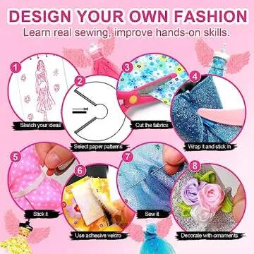 Axirata 1000+PCS Fashion Designer Kit for Girls Creativity DIY Arts & Crafts Kit for Kids with Fashion Design Sketchbook, 4 Mannequins, Sewing Kit for Teen Girls Birthday Gift Age 6 7 8 9 10 11 12+