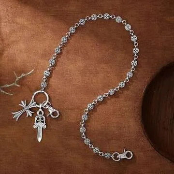 Pants Chain for Men Women, Cross Wallet Chain,Cool Trousers Jeans Chains Pocket Belt Key Chains for Hip Hop Rock Gothic (A)