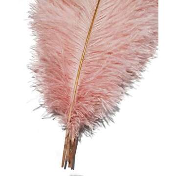 Happy Feather 16-18 inch Pink Ostrich Feathers Crafts for Wedding Party Centerpieces Home Decoration DIY Craft Pack of 5