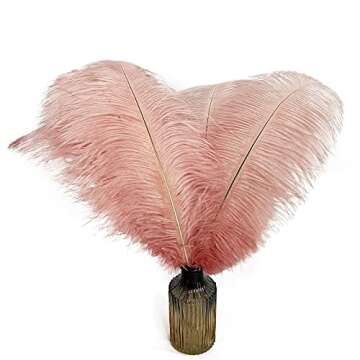 Happy Feather 16-18 inch Pink Ostrich Feathers Crafts for Wedding Party Centerpieces Home Decoration DIY Craft Pack of 5