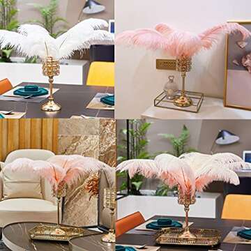 Happy Feather 16-18 inch Pink Ostrich Feathers Crafts for Wedding Party Centerpieces Home Decoration DIY Craft Pack of 5