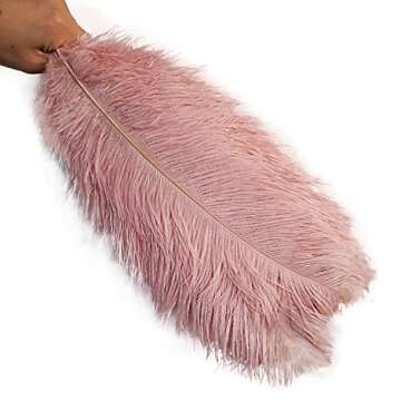 Happy Feather 16-18 inch Pink Ostrich Feathers Crafts for Wedding Party Centerpieces Home Decoration DIY Craft Pack of 5