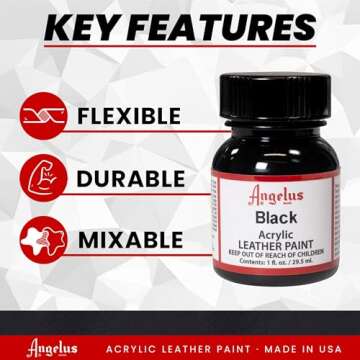 Angelus Brand Acrylic Leather Paint Waterproof 1oz - Black & White Duo