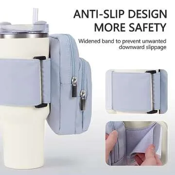 SUITMAT Water Bottle Pouch for Stanley Quencher H2.0 FlowState Tumbler, Large Pouch Bag for Stanley Cup Accessories, Cup Backpack with Multiple Pockets for Phone, Cards, Keys (Bag Only)