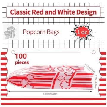 VOISEN Paper Popcorn Bags,100 Pack 1oz Popcorn Bags Individual Servings, Popcorn Bags Bulk for Popco...