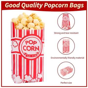 VOISEN Paper Popcorn Bags,100 Pack 1oz Popcorn Bags Individual Servings, Popcorn Bags Bulk for Popcorn Machine, Party, Movie Nights, Carnival Party