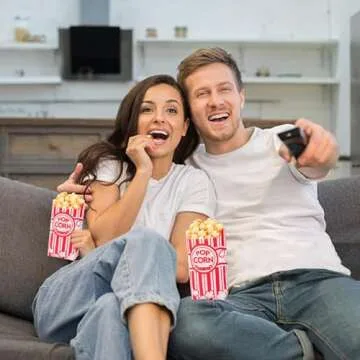 VOISEN Paper Popcorn Bags - 100 Pack for Parties & Events