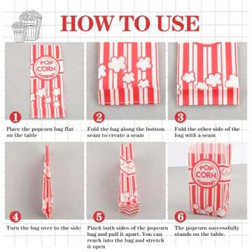 VOISEN Paper Popcorn Bags,100 Pack 1oz Popcorn Bags Individual Servings, Popcorn Bags Bulk for Popcorn Machine, Party, Movie Nights, Carnival Party