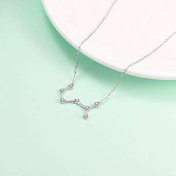 AOBOCO Sterling Silver Scorpio Necklace 12 Constellation Pendant Zodiac Necklace, Clear Crystals fro...