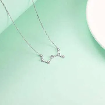 AOBOCO Sterling Silver Scorpio Necklace 12 Constellation Pendant Zodiac Necklace, Clear Crystals from Austria, Anniversary Birthday Astrology Horoscope Jewelry Gifts for Women