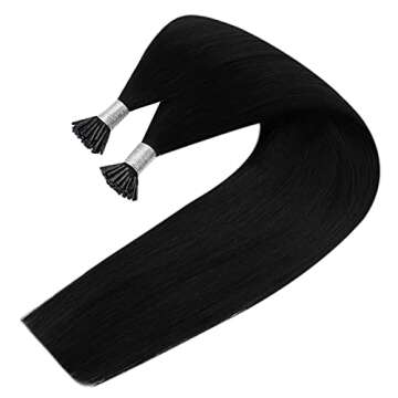 I Tip Human Hair Extensions Pre Bonded #1 Jet Black 16inch