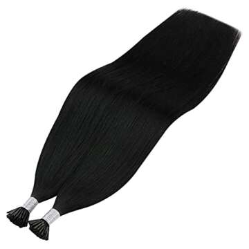 I Tip Human Hair Extensions Pre Bonded #1 Jet Black 16inch