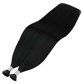 I Tip Human Hair Extensions Pre Bonded #1 Jet Black 16inch
