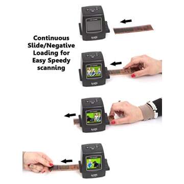 Jumbl High-Resolution 22MP All-In-1 Film & Slide Scanner w/ Color LCD - for 35mm Negative & Slides, 110, 126, & Super 8 Films - w/ Speed-Load Adapters