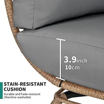 YITAHOME Grey Egg Chair Oversized Wicker Lounger Indoor Outdoor