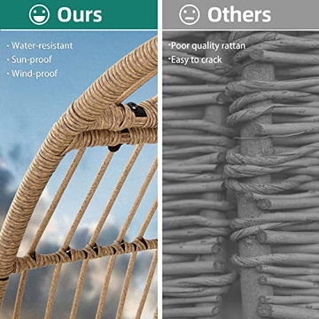 YITAHOME Grey Egg Chair Oversized Wicker Lounger Indoor Outdoor