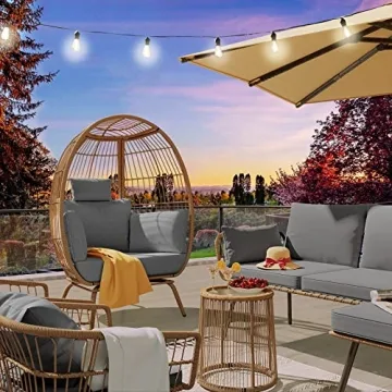 YITAHOME Grey Egg Chair Oversized Wicker Lounger Indoor Outdoor