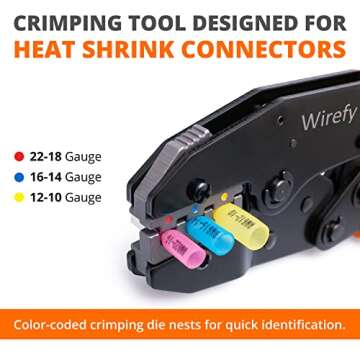 Crimping Tool For Heat Shrink Connectors - Ratcheting Wire Crimper - Crimping Pliers - Ratchet Termi...