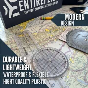 EntireFlight - E6B Flight Computer, Aviation Plotter, & Manual Box Set - Essential Pilot Accessories And Aviation Tools For Your Flight Bag - Use With IFR VFR Sectional Charts - Premium Aviation Tools