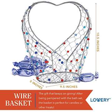 Valentines Day Gifts for Her, Home Spa Gift Baskets For Women - Bath and Body Gift Basket For Men – Ocean Wave Home Spa Set - Fragrant Lotions, Bath Bombs & More - 11pc in a Jeweled Heart Candy Holder